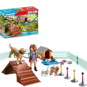 PLAYMOBIL 70676 Set cadeau Educatrice et chiens- City Life- La maison moderne- idée cadeau prêt à offrir