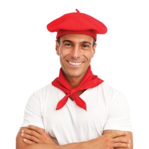 P'TIT CLOWN - 46502 - Béret en Laine - Chapeau Gavroche, Retro, Vintage, Français - Accessoire de Déguisement - Pour Carnaval, Fêtes à Thèmes, Soirée Costumée - Adulte Homme, Femme - Rouge