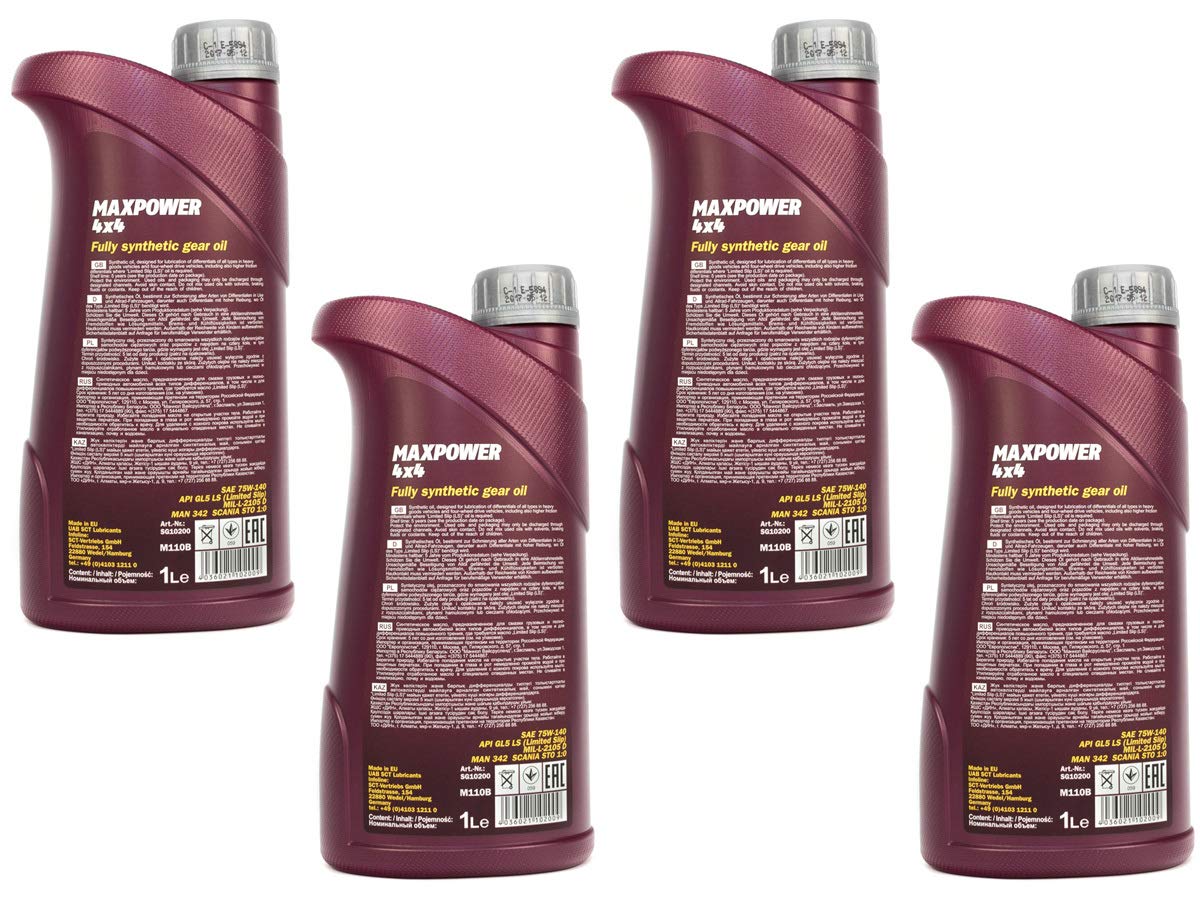 MANNOL Maxpower 4x4 75W-140 API GL 5 LS Huile de transmission 4 pièces de 1 litre – Image 2