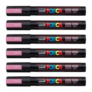 POSCA Uni-Ball PC-5M Lot de 12 stylos Rose métallisé