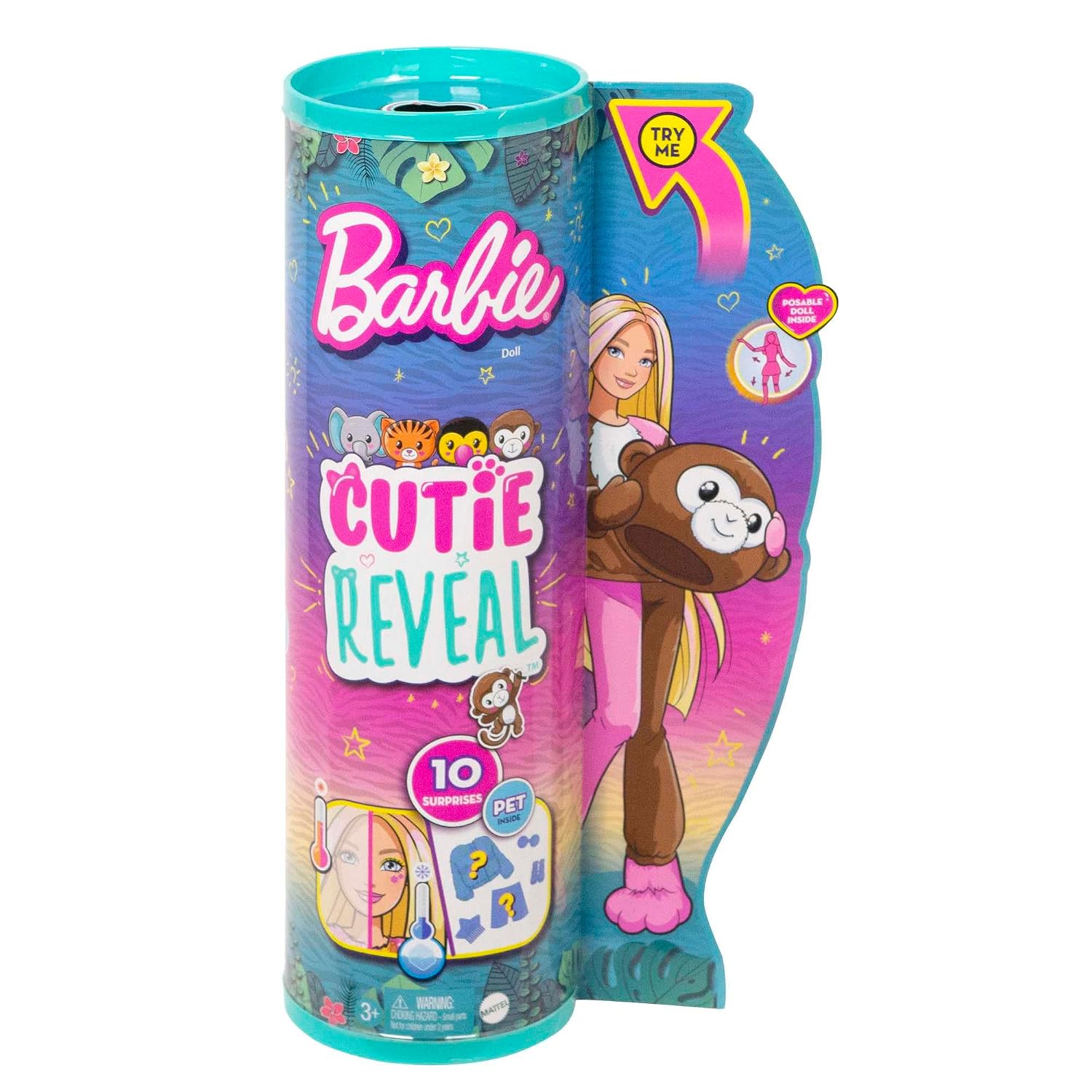 BARBIE Cutie Reveal Jungle — Poupée Singe 10 Surprises – Image 3