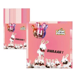 P’TIT CLOWN - Accessoires Décoration d’Anniversaire Enfant - Lapins Crétins™ - Licence Officielle - Assiettes, Gobelets, Serviettes, Confettis, Sachets, Cartes d’Invitation (Serviette x20)