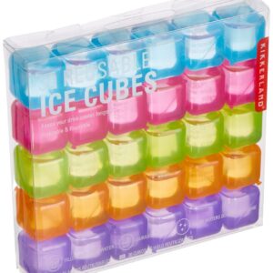 Kikkerland CU165 Lot de 30 Glaçons réutilisable, Plastique, Bleu/Rose/Vert/Orange/Violet 16,3 x 2,8 x 13,8 cm
