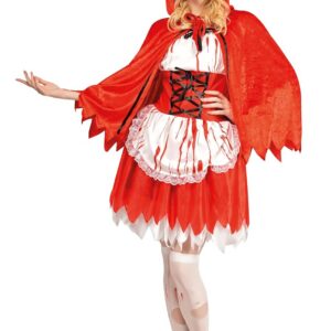 P'TIT CLOWN - 22004 - Costume Petit Chaperon Rouge Sanglant - Déguisement Femme - Adulte - Parfait pour Halloween, Fêtes Costumées et Évènements à Thème