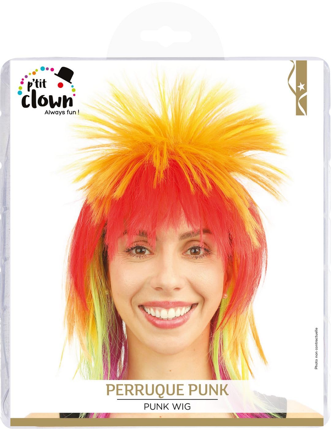 P’TIT CLOWN — Perruque Punk Multicolore Années 80 – Image 4