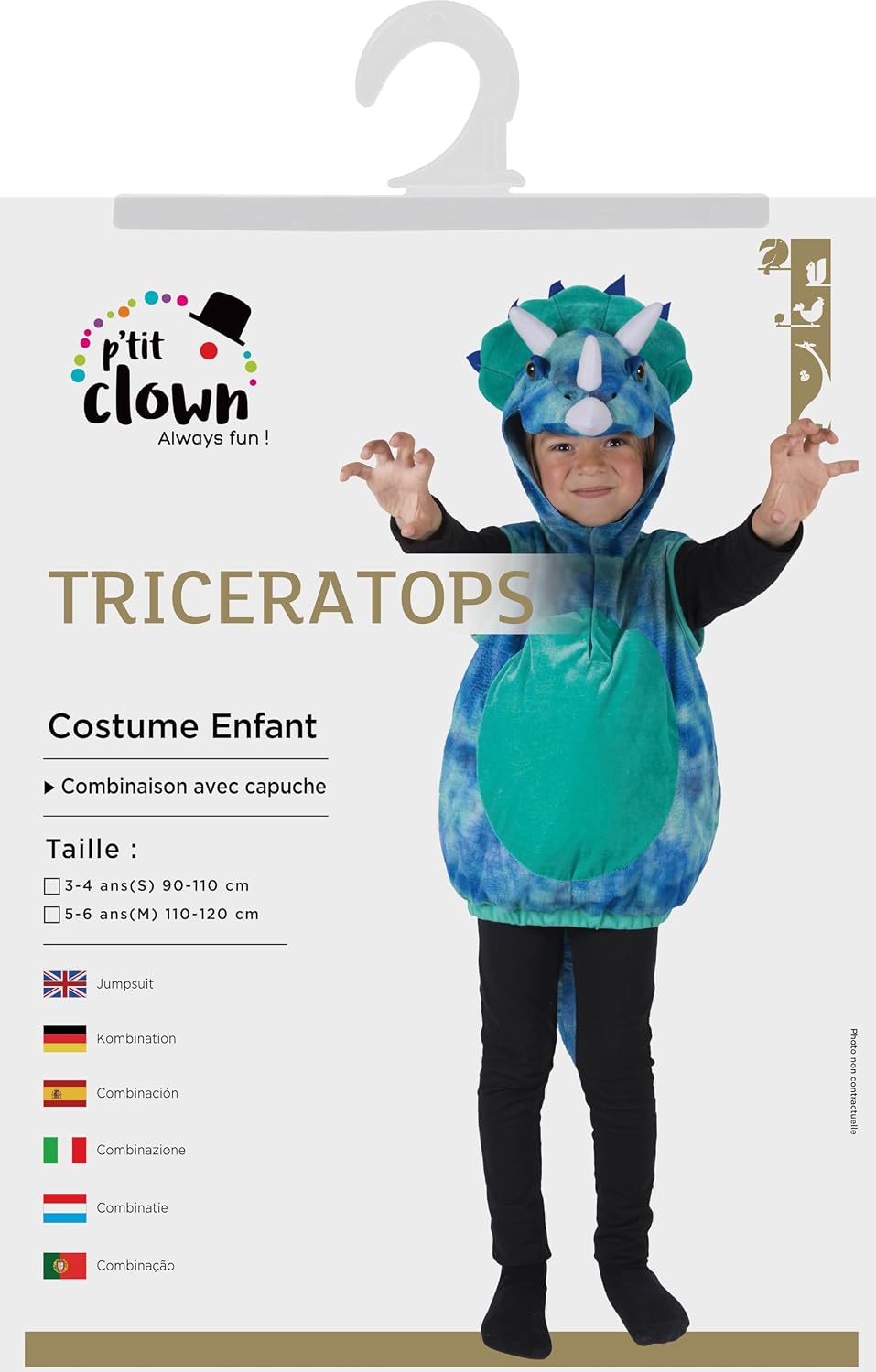 P'TIT CLOWN — Déguisement Triceratops Enfant 5-6 ans – Image 4