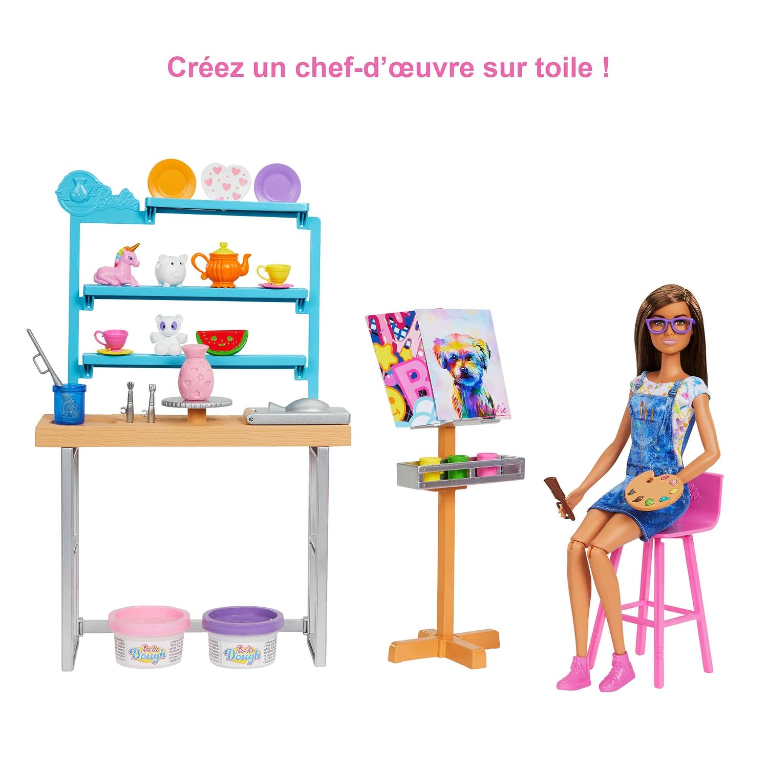 BARBIE Bien-être — Coffret Atelier d'art avec poupée – Image 4