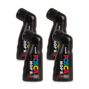 POSCA - Uni Mitsubishi Pencil - Marqueur MOP'R - Pointe Ronde XXL 3-19 mm - Forme Ergonomique, Corps Semi-Rigide - Marqueur Peinture À Base d'Eau - Tout Support - Noir X4