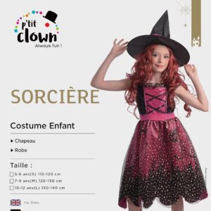 Alternative view of P'TIT CLOWN - Costume Sorcière Enfant - Rose - Déguisement Parfait pour Halloween, Fêtes Costumées et Évènements à Thème (10-12 ans)