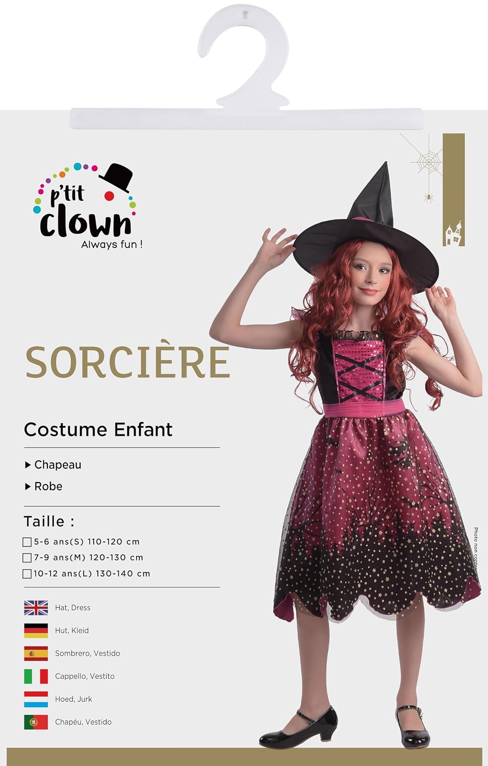 P'TIT CLOWN - Costume Sorcière Enfant - Rose - Déguisement Parfait pour Halloween, Fêtes Costumées et Évènements à Thème (10-12 ans) – Image 2