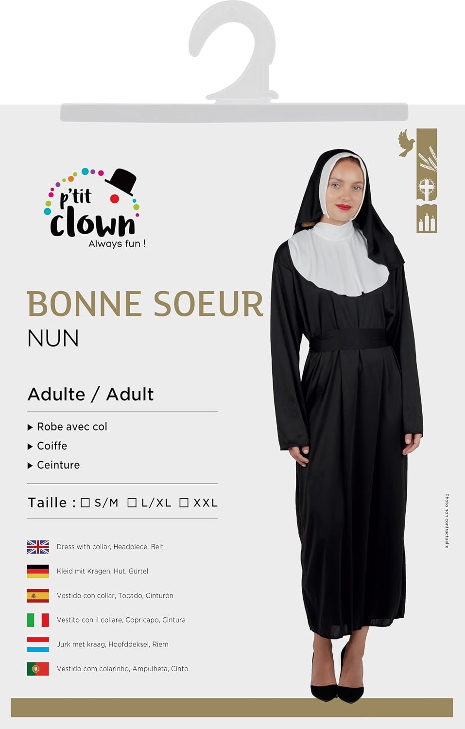 P'TIT CLOWN — Costume de Religieuse Adulte XXL – Image 4