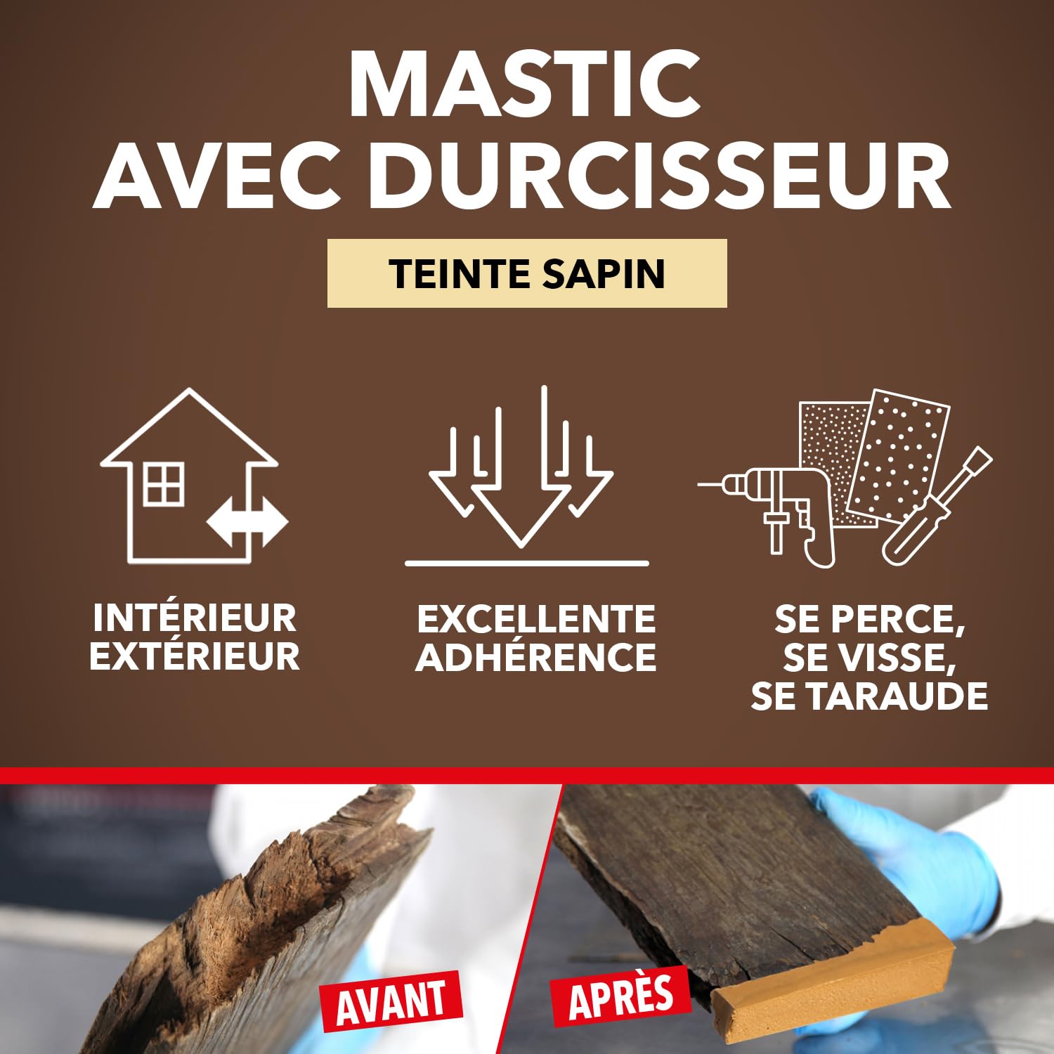 SINTOBOIS — Pâte à bois charges lourdes sapin 550g – Image 2