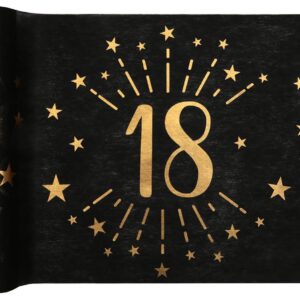 SANTEX 6787-18-30, Chemin de Table Âge étincelant métal Noir/Or, 18 Ans