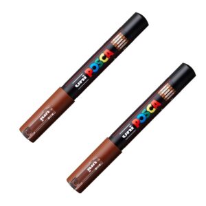 Posca PC-1M Lot de 2 marqueurs peinture Pointe 0,7 mm Marron
