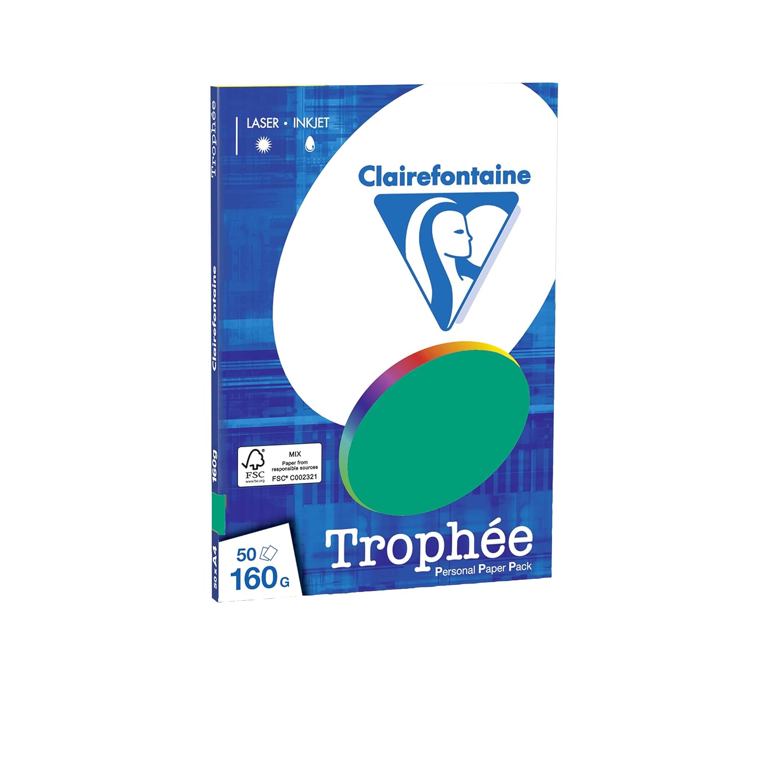 Clairefontaine 4173C Trophée – Mini Feuilles de Papier, 50 feuilles, couleur vert sapin