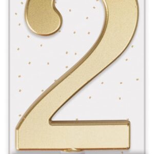 P'TIT CLOWN - Bougie Géante Anniversaire - Bougie Chiffre - Parfaite pour Décoration Gâteau - Fête Enfant, Adulte, Birthday Party - Hauteur : 13 cm - Or (2)