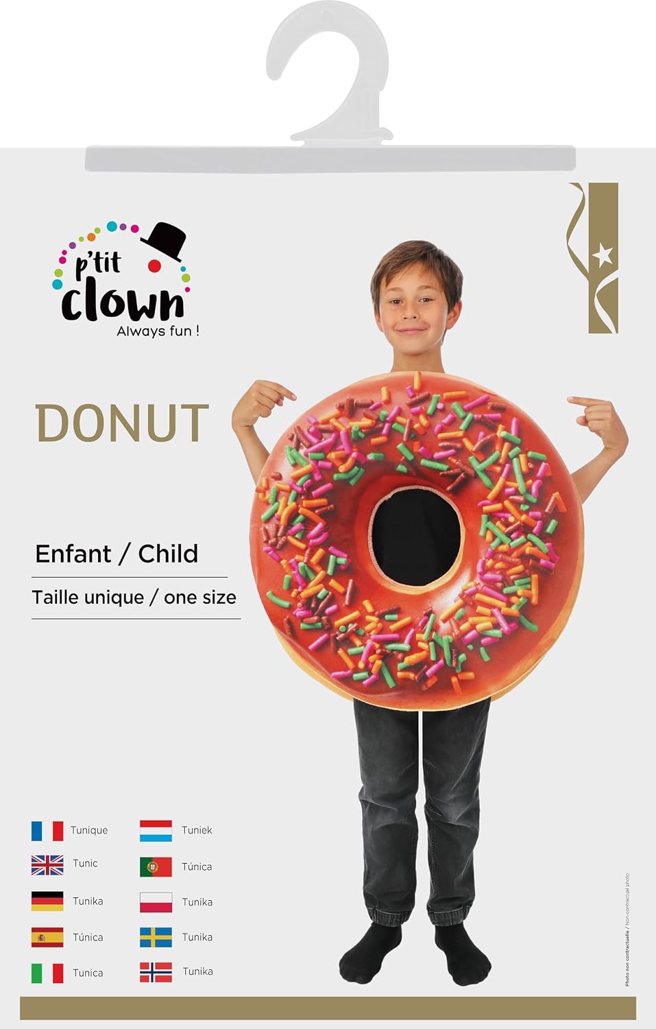 P'TIT CLOWN — Déguisement Enfant Tunique Donut Taille Unique – Image 3