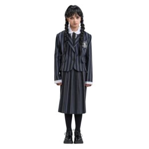 Chaks - Uniforme scolaire Wednesday Addams pour fille, costume officiel Wednesday, tenue 3 pièces pour Halloween et Carnaval, Gray
