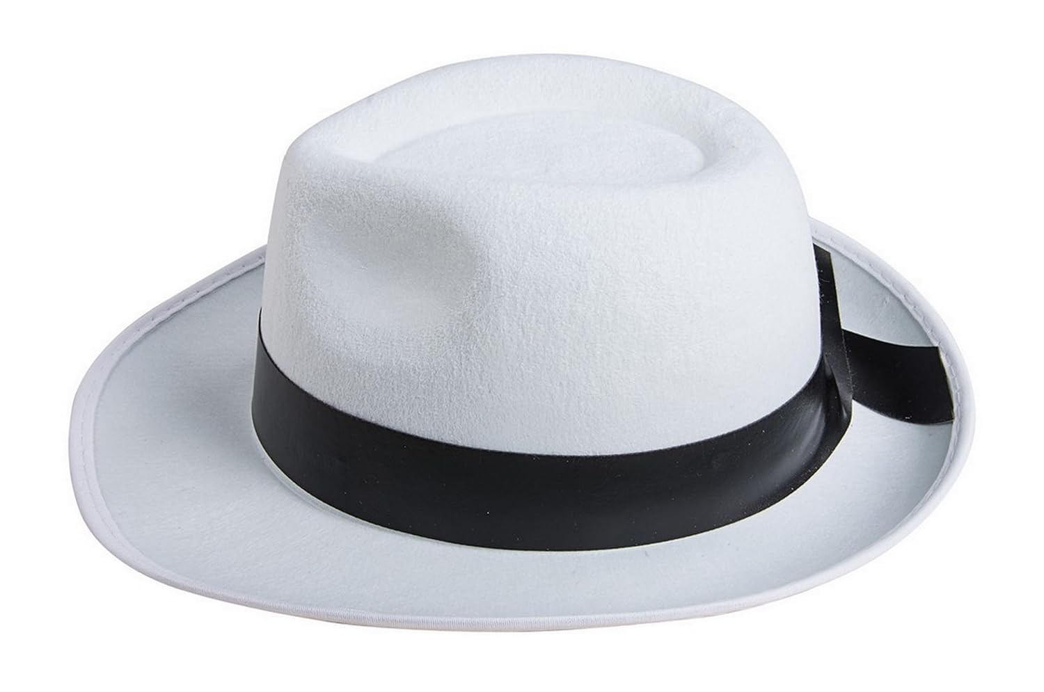P'TIT CLOWN - 34761 - Chapeau Borsalino - Rayé Noir et Blanc - Gangster, Mafia, Al Capone - Accessoire de Déguisement - Pour Carnaval, Fêtes à Thèmes, Soirées Costumées, Cosplay - Adulte - Blanc