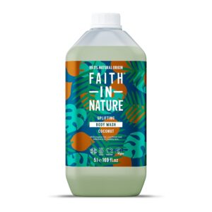 Faith in Nature Gel Douche et Bain Naturel Huile de Coco, Hydratant, Végan et Respectueux des Animaux, Sans Parabènes et Sans SLS, Recharge 5L