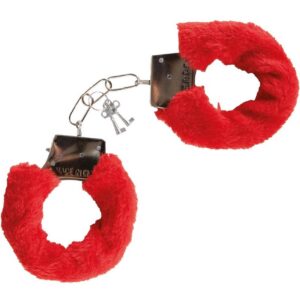 P'TIT CLOWN - 23273 - Menottes avec Fausse Fourrure - Clés Fournies - Idéales pour EVJF, EVG, Saint Valentin - Parfaites pour Ajouter Une Touche de Fun et de Folie à Votre Évènement - Rouge