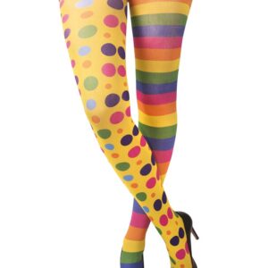 P'tit Clown - 72707 - Collant Opaque Clown Femme - Motifs Rayures et Pois Multicolores - Accessoire Fantaisie pour Déguisement Carnaval, Halloween, Fêtes à thème et Spectacles - Taille Unique