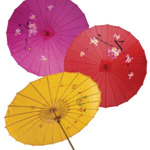 P'TIT CLOWN - 62440 - Ombrelle Chinoise Peinte À La Main - Nouvel An Chinois, Japon, Asie - Accessoire de Déguisement - Carnaval, Fêtes, Cosplay, Manga - Vendu à l'Unité - Coloris aléatoire - Ø 80 cm