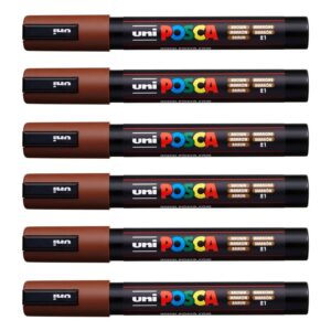 POSCA Uni-Ball PC-5M Lot de 12 pièces Marron
