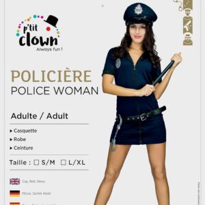 Alternative view of P'TIT CLOWN — Déguisement policière femme bleu taille L/XL