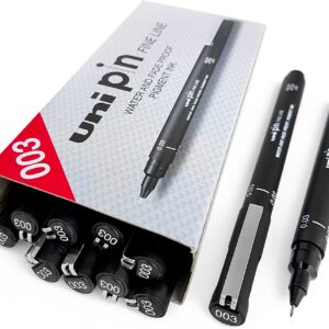 Uni Pin Fineliner Dessin Stylo - Noir - 0,03 mm - Boîte de 12