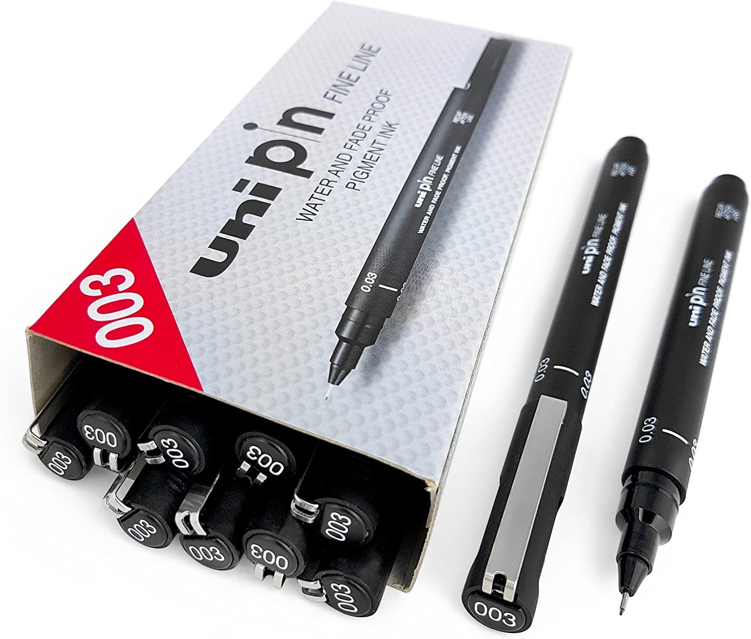 Uni Pin Fineliner Dessin Stylo - Noir - 0,03 mm - Boîte de 12