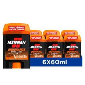 Mennen ENDURANCE Deodorant homme 72H stick large sans alcool anti traces - Lot de 6
