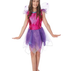 P'TIT CLOWN - Déguisement Fée Fille - Robe, Ailes - Costume Enfant Carnaval, Anniversaire, Halloween, Fête Costumée - Rose, Violet (7/9 ans)