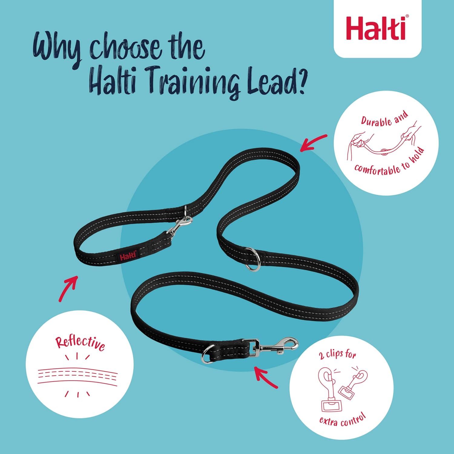HALTI — Laisse éducative 7 fonctions taille S 2 m noir – Image 3