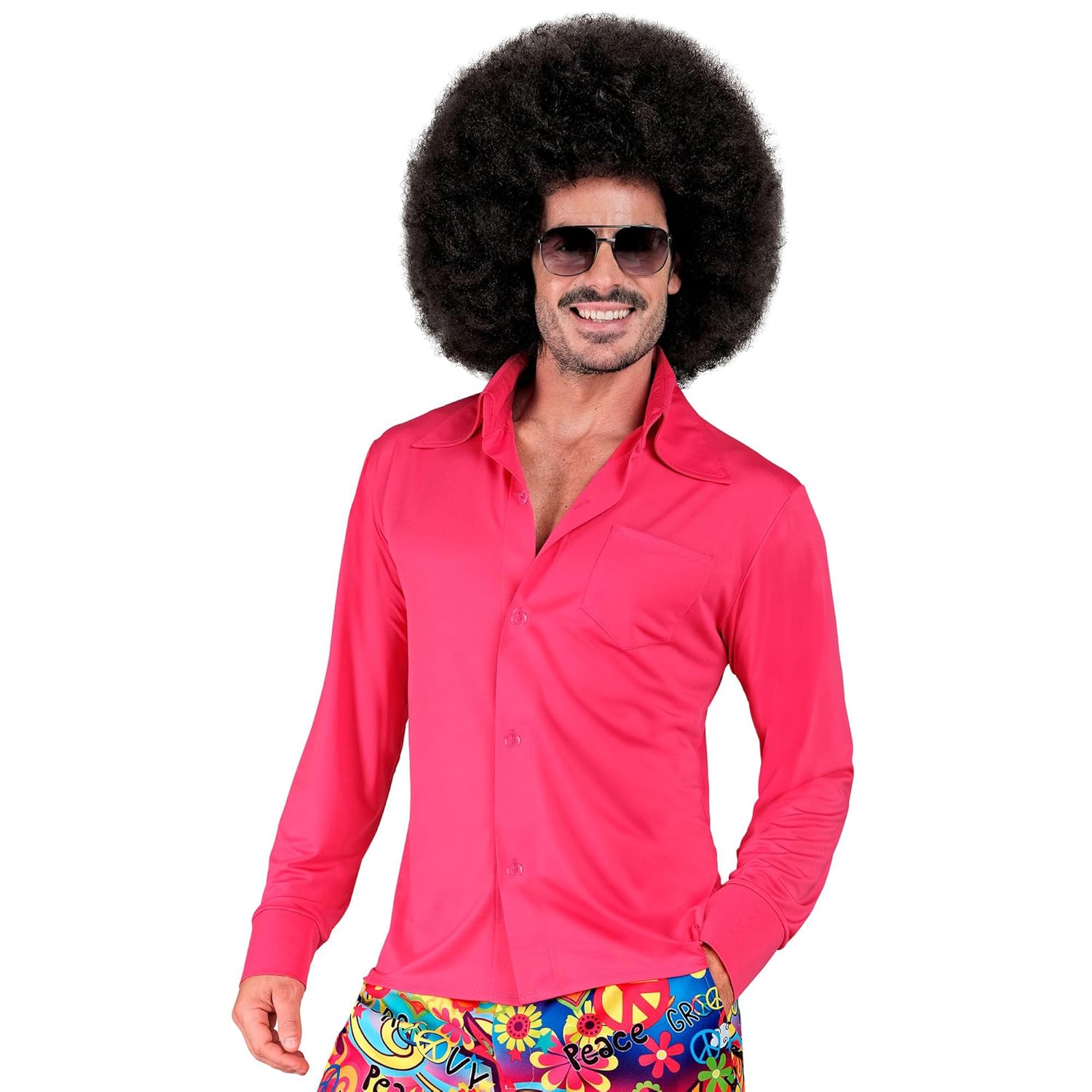 W WIDMANN MILANO Party Fashion - Chemise années 70 pour hommes, Disco Fever, Tenue de fête, Costume de carnaval