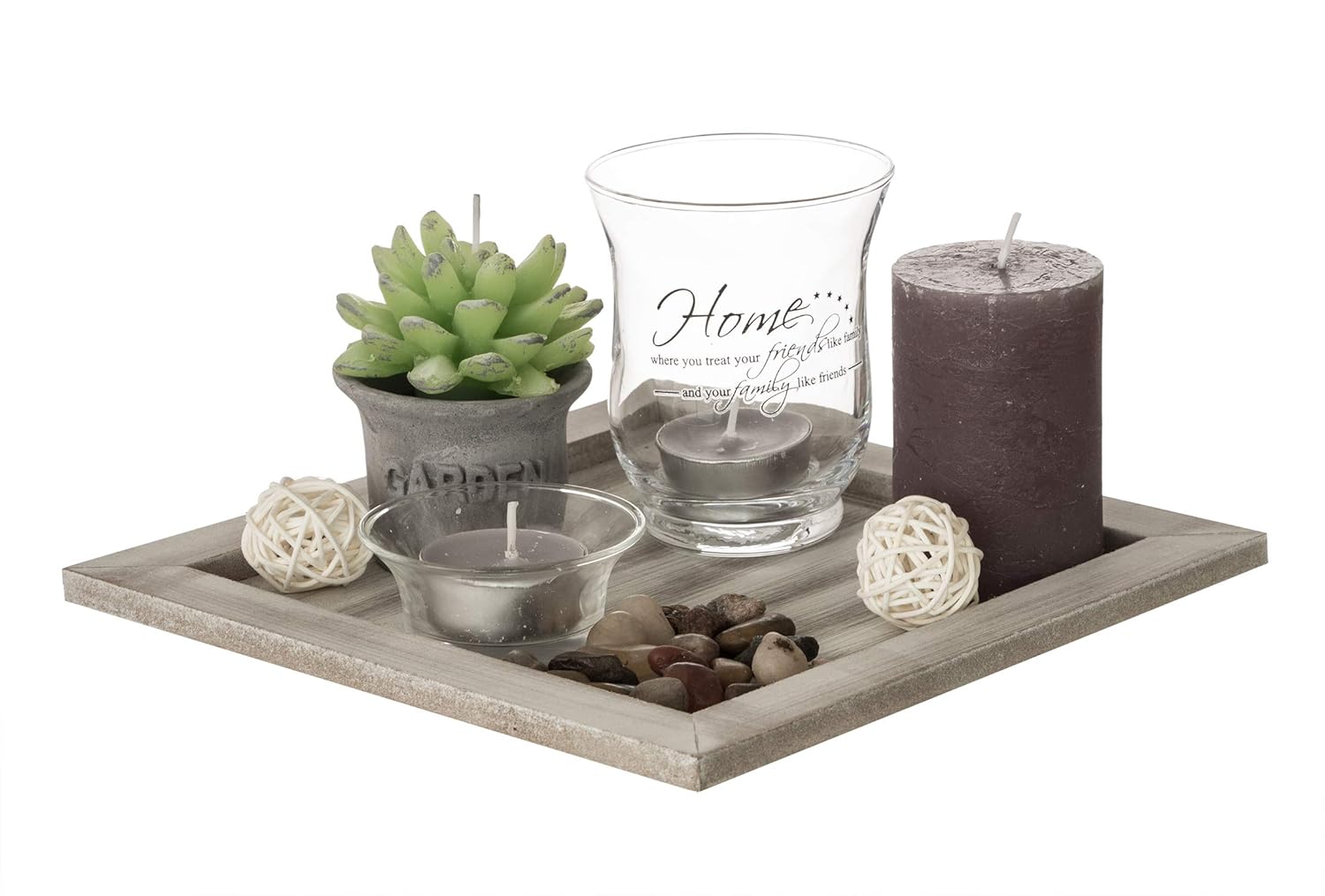 OOTB — Assiette déco en bois avec porte-bougie et bougies – Image 3
