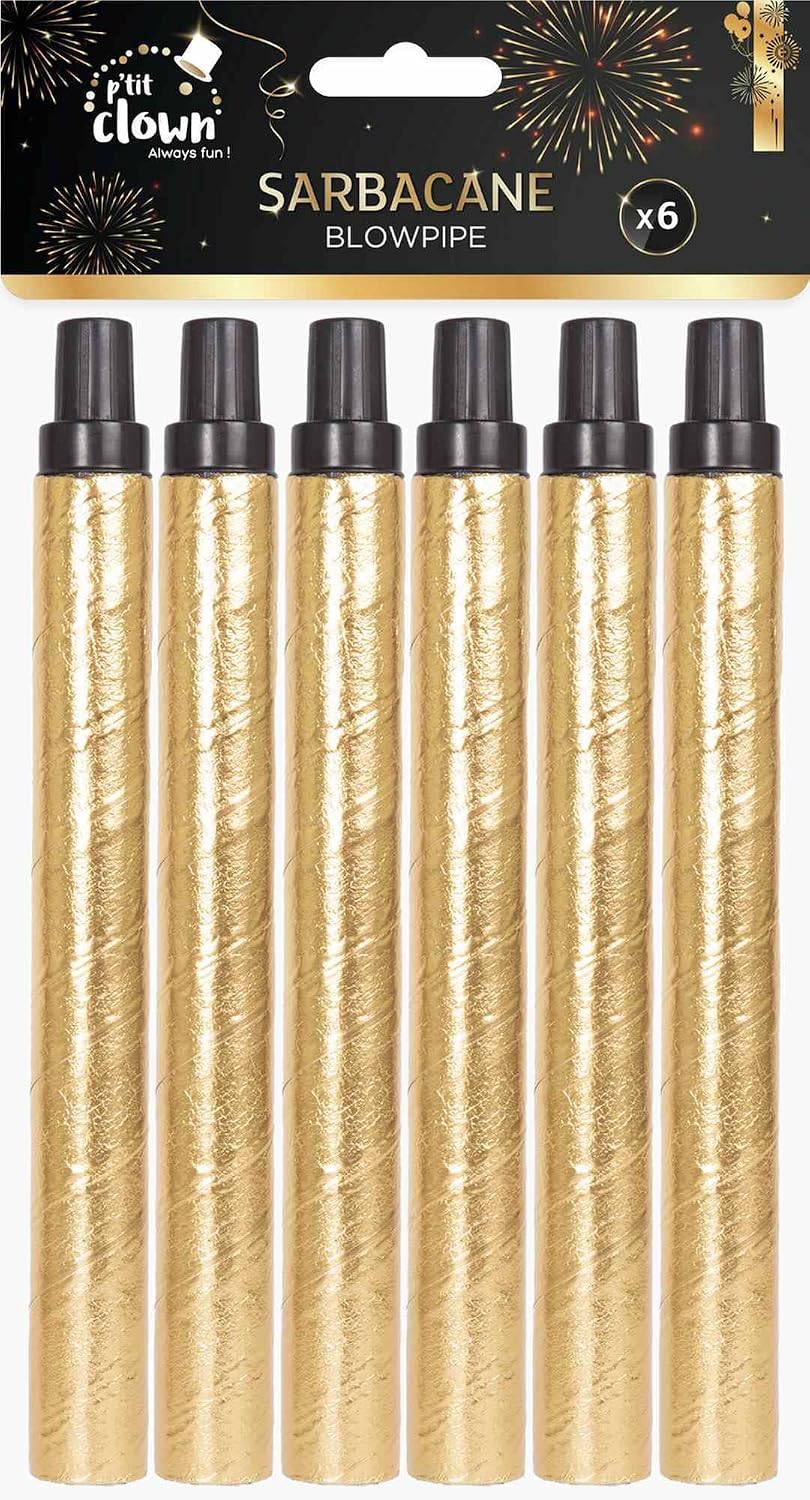 P'TIT CLOWN — Sarbacanes festives lot de 6 or et noir – Image 2