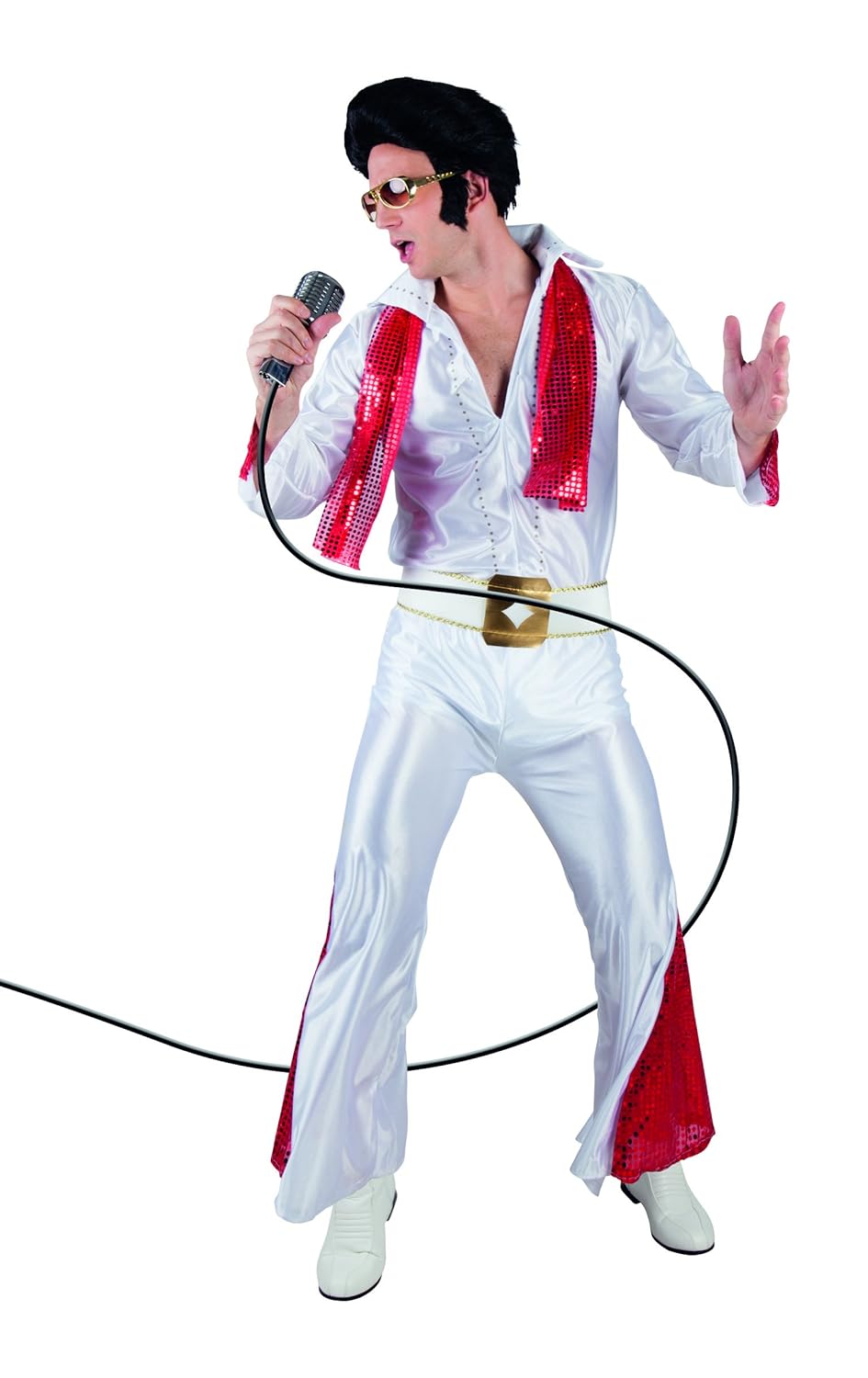 Boland - Costume Adulte Rock 'n Roll Star, Rouge et Blanc, Combinaison pour Homme, Chanteur, Superstar, déguisement, Carnaval, soirée déguisée