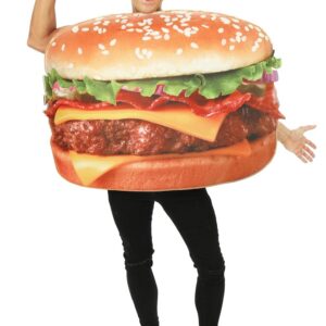 P'TIT CLOWN - 23788 - Costume Buger - Déguisement Hamburger Adulte - Unisexe - Tunique - Parfait pour Carnaval, Halloween, Cosplay, Fêtes Costumées - Polyester - Taille Unique - Multicolore