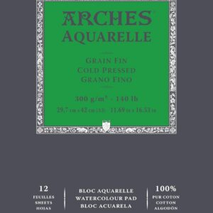 ARCHES Aquarelle — Bloc 12 feuilles 29,7x42 cm 300 g/m²