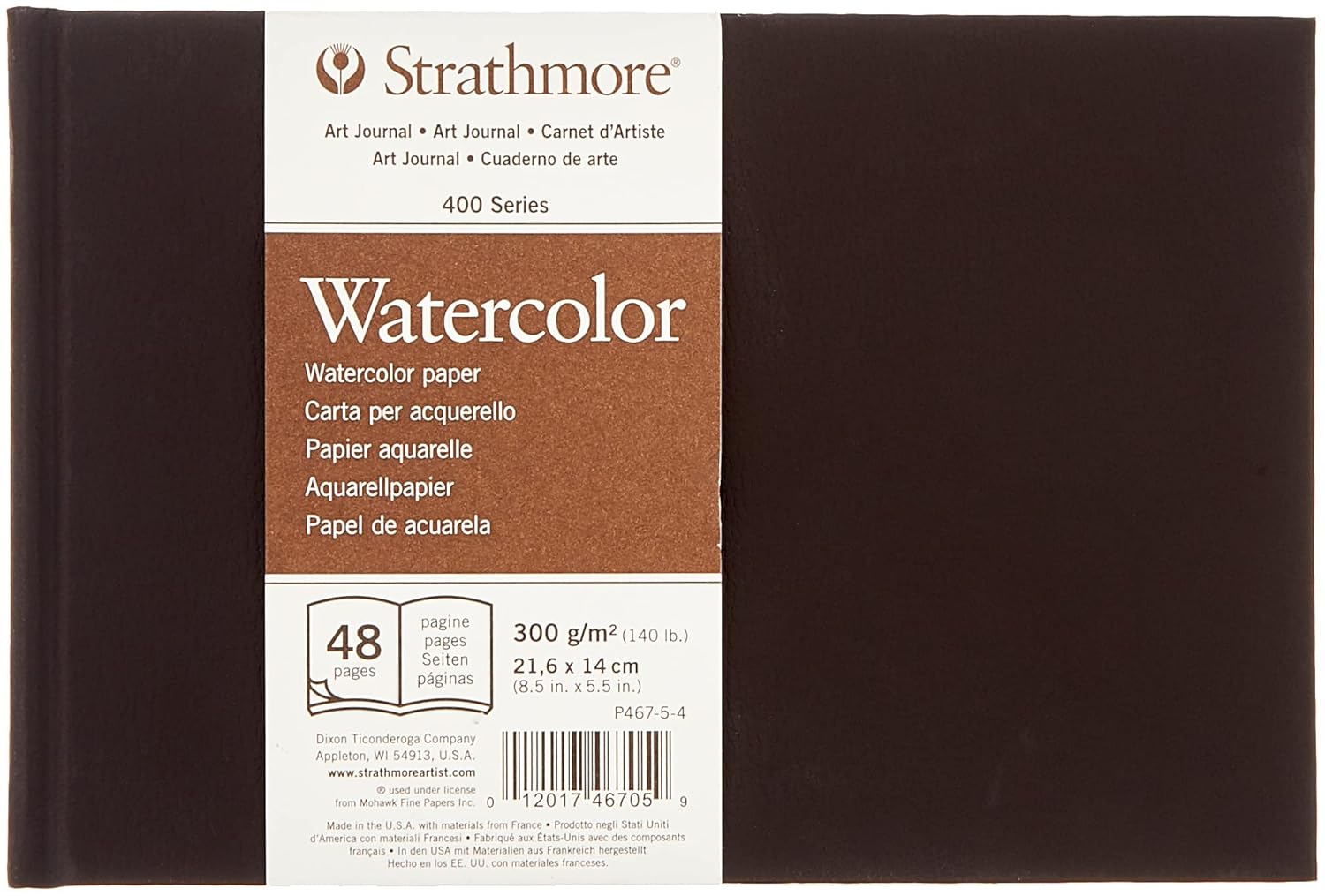 STRATHMORE Série 400 - Carnet Aquarelle 24 feuilles 21.6 x 14 cm couverture rigide - 300g/m² - grain fin