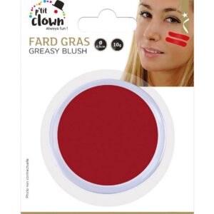 P'TIT CLOWN - 91015 - Fard Gras Rouge - 10 g - Ø 6,5 cm - Pallete de Maquillage Déguisement Adulte - Make-up - Peinture Visage - Lavable - Non Toxique - Carnaval, Halloween, Anniversaire, Cosplay
