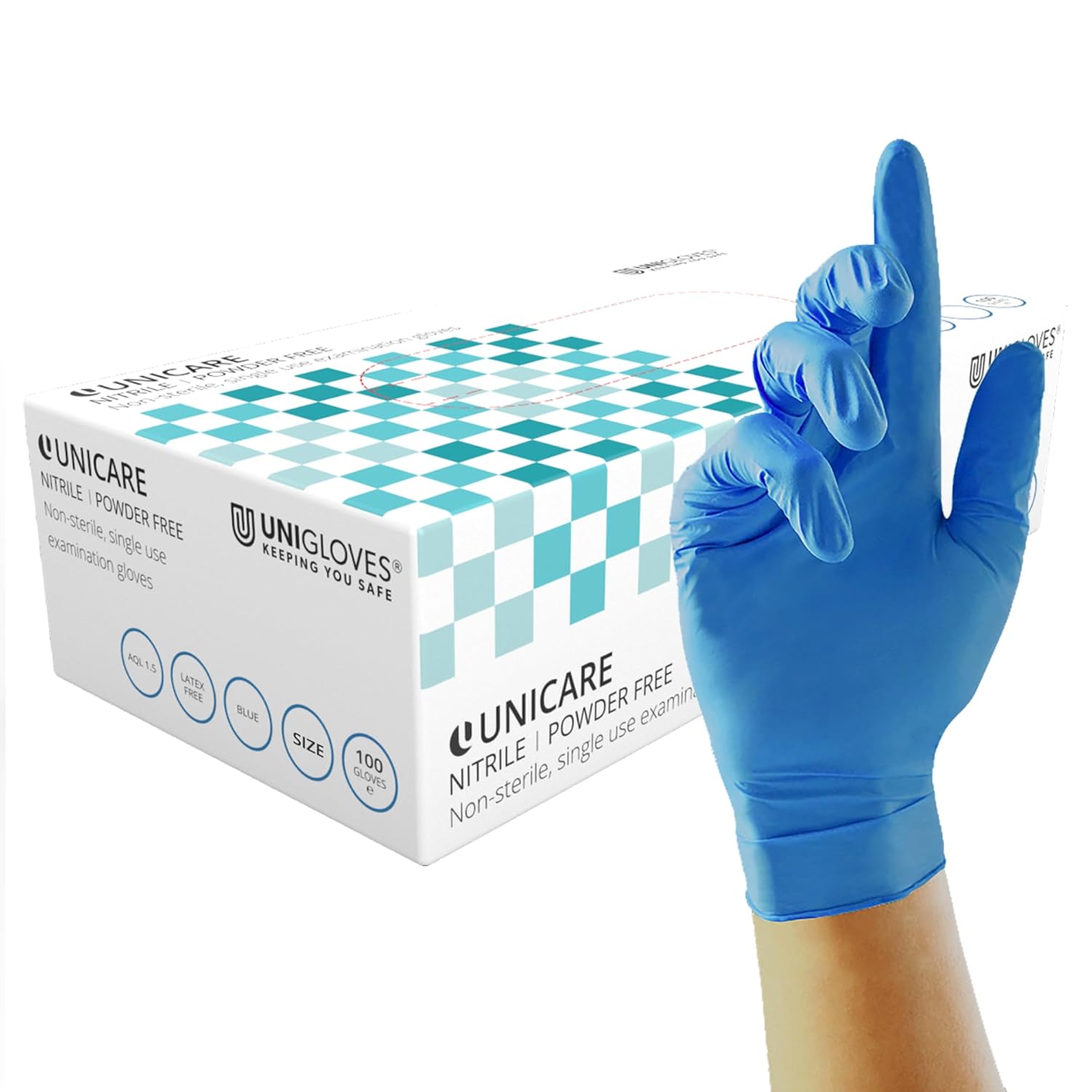 UNIGLOVES Unicare — Gants d’examen nitrile sans poudre L