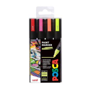 Posca 153544858 Lot de 4 Marqueurs peinture avec encre à base d'eau et pointe ogive 2,5 mm