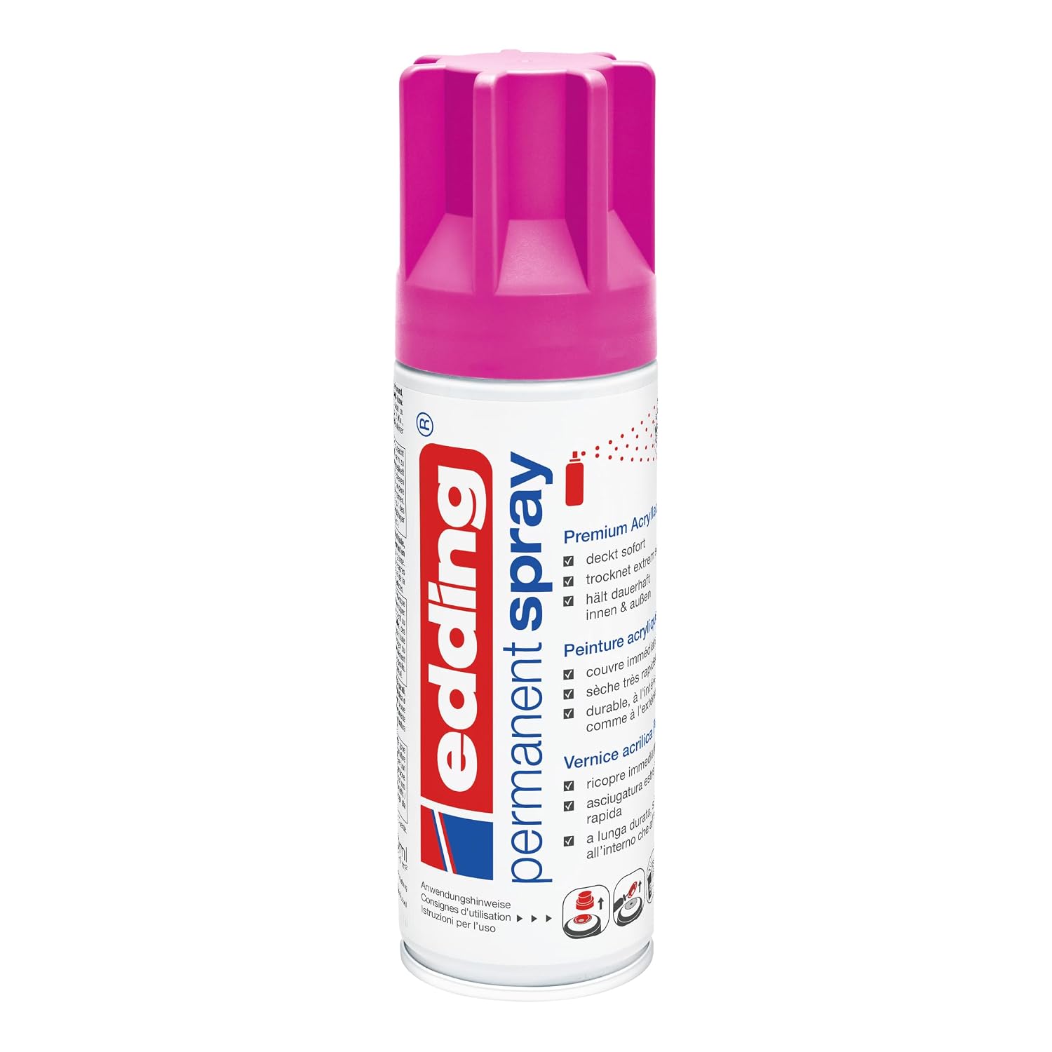edding 5200 spray permanent - magenta - 200 ml - peinture acrylique pour peindre ou décorer verre, métal, bois, céramique, plastique, toile - peinture acrylique en aérosol – Image 2