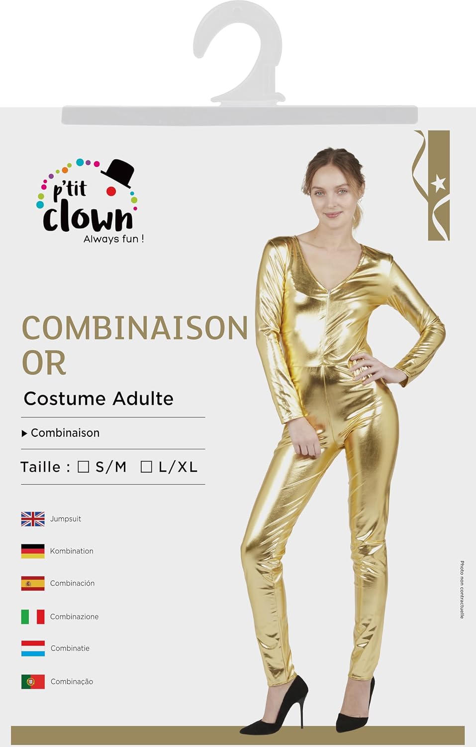 P'TIT CLOWN — Déguisement Combinaison Femme Or Taille S/M – Image 4