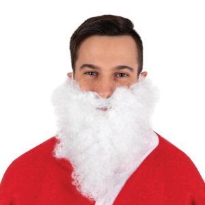 P'TIT CLOWN - Barbe Père Noël - Adulte, Unisexe - Accessoire Déguisement Pere Noel - Parfait Pour Compléter Costume Santa Claus - Pour Christmas, Xmas - Blanc (Barbe frisée, Blanc)