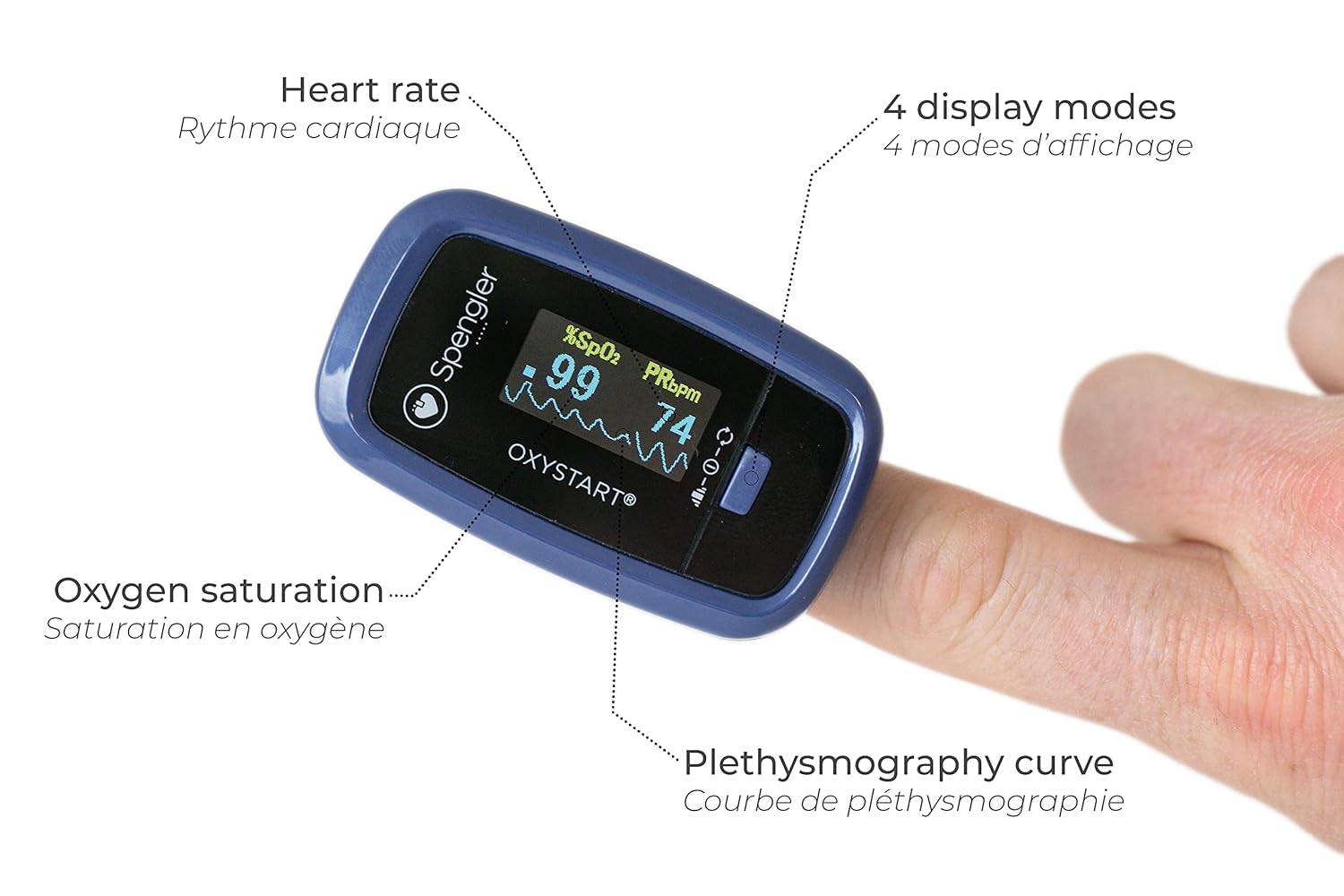 SPENGLER Oxystart — Oxymètre de doigt portable Bleu myrtille – Image 2