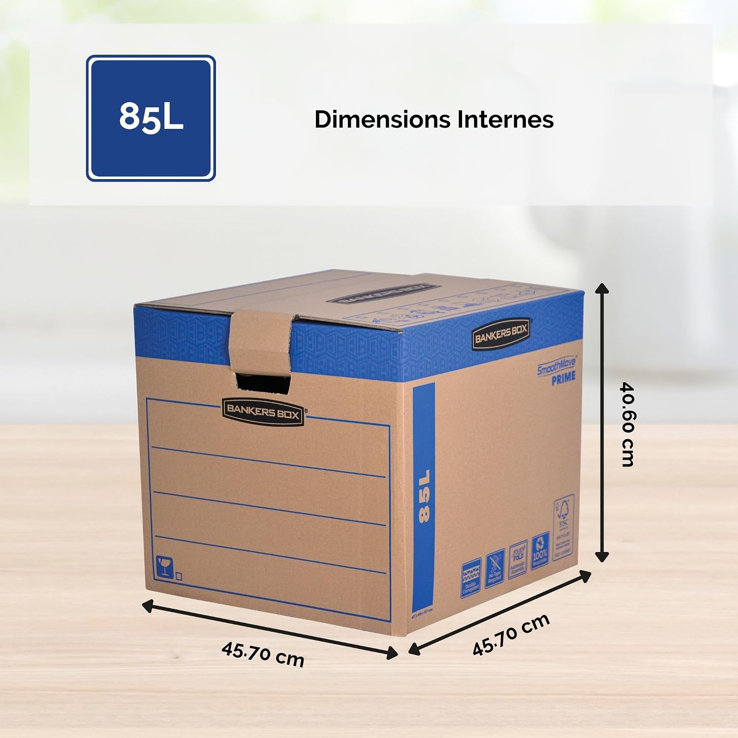 FELLOWES SmoothMove — Lot de 5 Caisses de déménagement grand format – Image 2