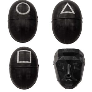 Boland - Masque - Triangle, carré, cercle ou leader, 4 modèles au choix, soldat - garde, joueur, masque facial, masque de jeu coréen, jeu, costume, carnaval, fête à thème